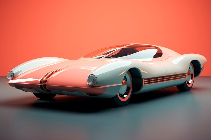 Foto gratuito vista del modelo de coche en 3d