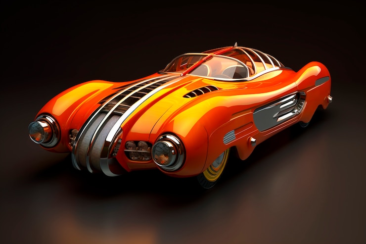 Foto gratuito vista del modelo de coche tridimensional.