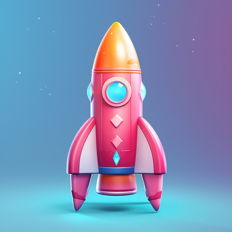 Foto gratuito vista del modelo de cohete espacial en 3d