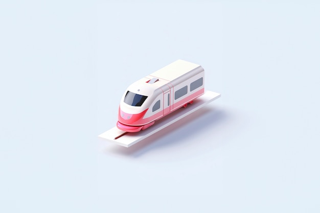 Foto gratuita vista del modelo de tren 3d con un fondo de color simple