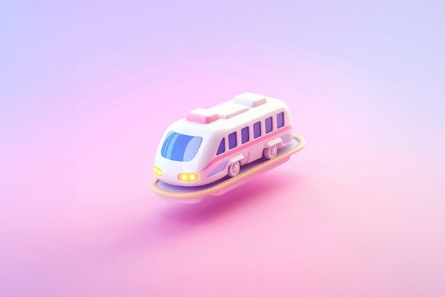 Vista del modelo de tren 3D con un fondo de color simple