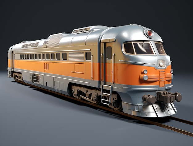 Foto gratuita vista del modelo de tren 3d con fondo simple