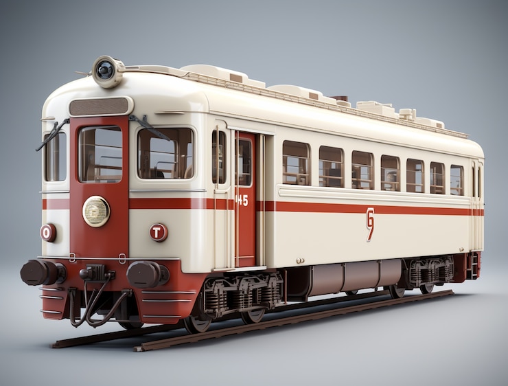 Foto gratuito vista del modelo de tren moderno 3d.