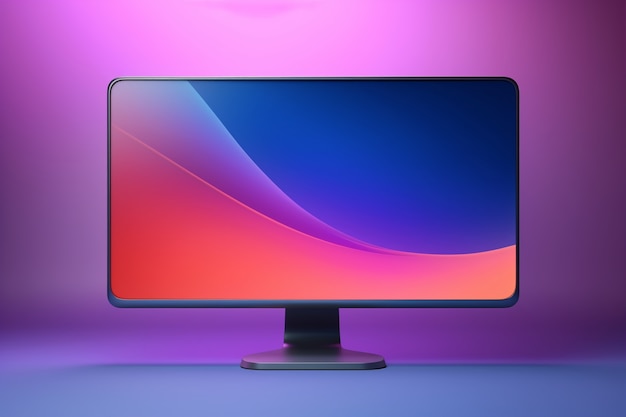 Foto gratuita vista del monitor de la computadora con visualización de gradiente