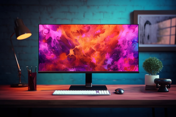 Foto gratuito vista del monitor de visualización de video de la computadora