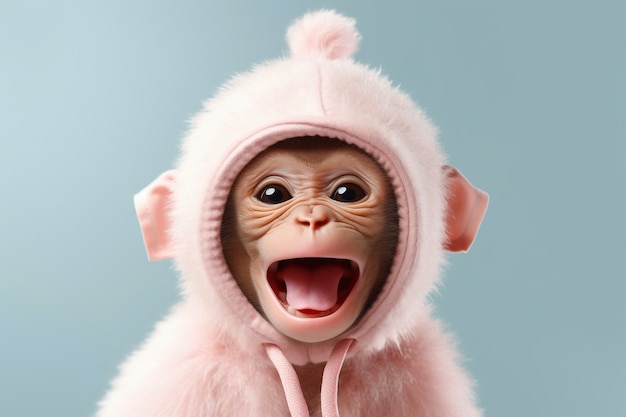 Vista de un mono bebé gracioso y lindo