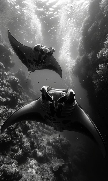 Foto gratuita vista monocromática de un animal bajo el agua