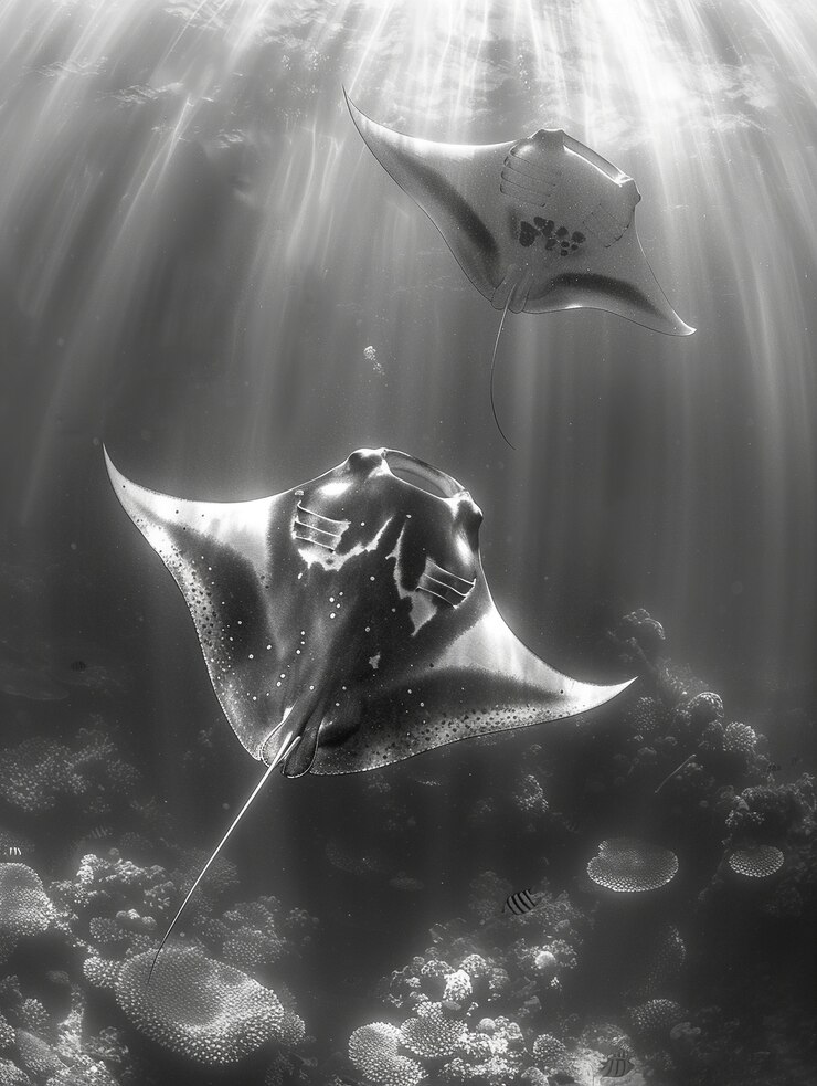 Foto gratuito vista monocromática de un animal bajo el agua
