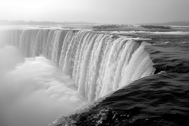 Foto gratuita vista monocromática de las cataratas del niágara para el día del patrimonio mundial