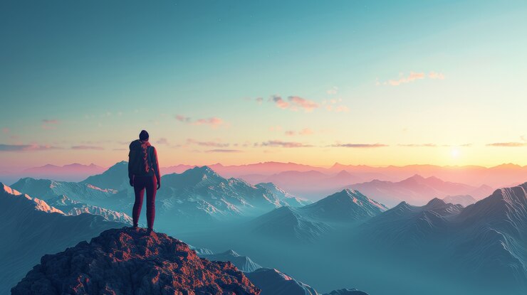 Vista de la montaña con una estética de ensueño