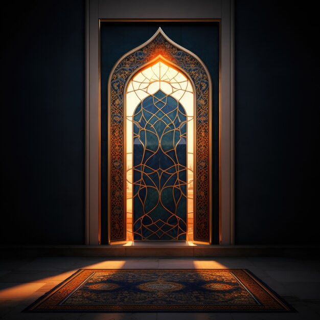 Vista del motivo del arco islámico en 3D
