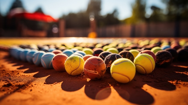 Foto gratuita vista de muchas bolas de tenis