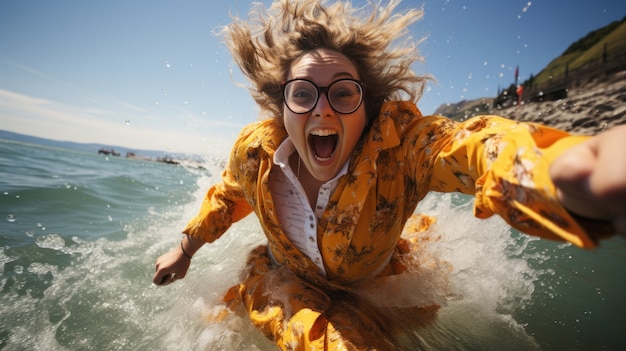 Foto gratuita vista de la mujer graciosa en la playa