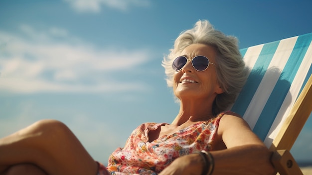 Foto gratuita vista de una mujer mayor durante el verano con ropa de verano