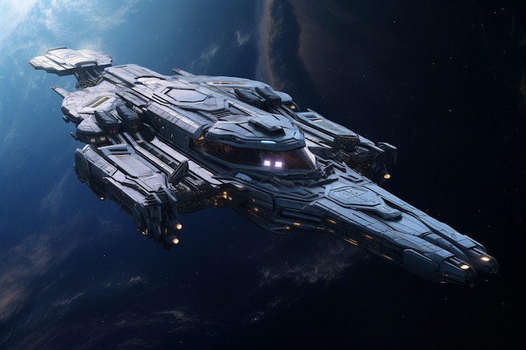 Foto gratuito vista de la nave espacial de aspecto futurista