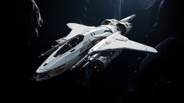 Foto gratuito vista de la nave espacial de aspecto futurista