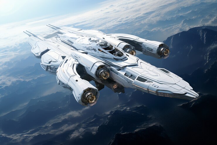 Foto gratuito vista de la nave espacial de aspecto futurista