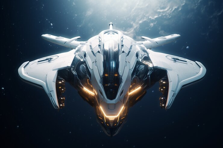 Foto gratuito vista de la nave espacial de aspecto futurista