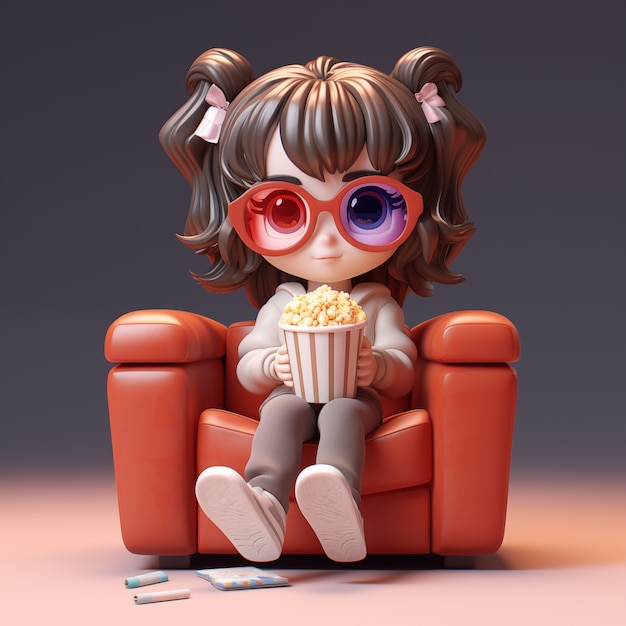 Foto gratuita vista de un niño pequeño en 3d viendo una película