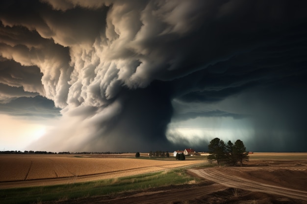 Foto gratuita vista de las nubes oscuras apocalípticas