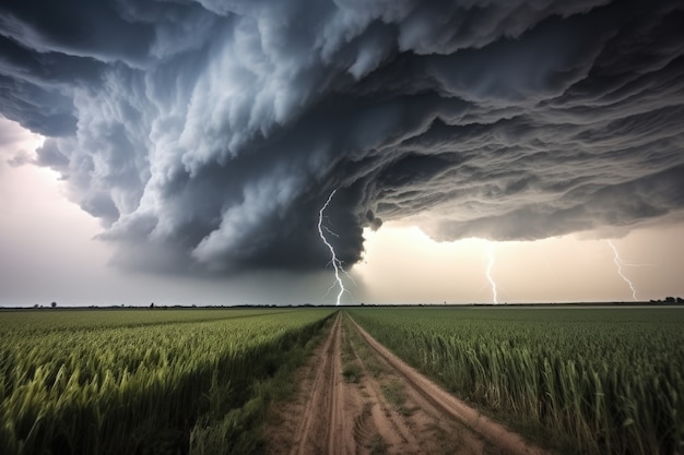 Foto gratuita vista de las nubes oscuras apocalípticas