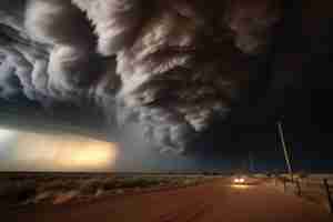 Foto gratuita vista de nubes oscuras y tormentosas apocalípticas