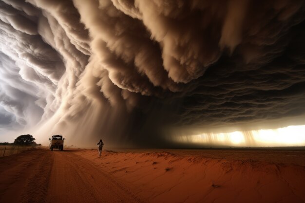 Foto gratuita vista de nubes oscuras y tormentosas apocalípticas