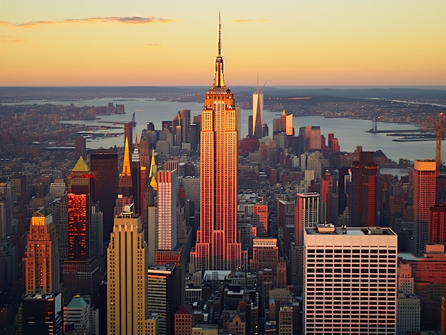 Vista de nueva york con el edificio empire state