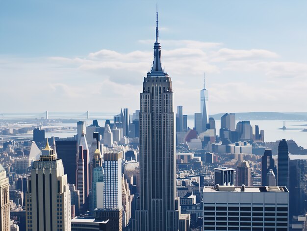 Vista de nueva york con el edificio empire state