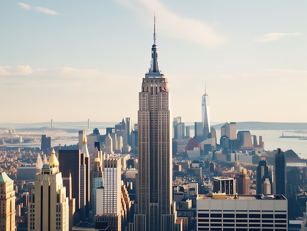 Foto gratuita vista de nueva york con el edificio empire state