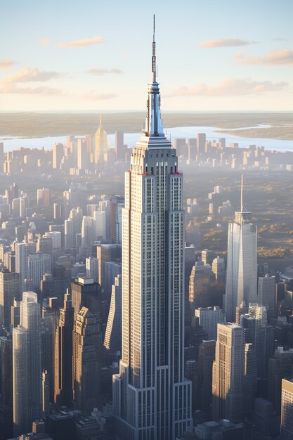 Vista de nueva york con el edificio empire state