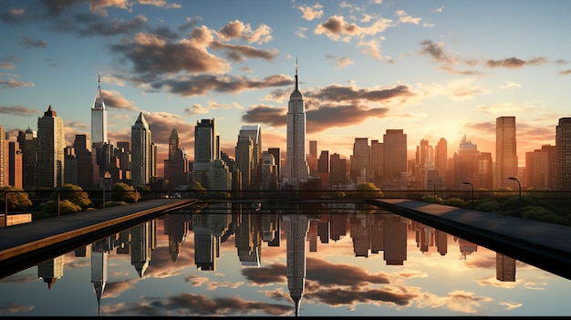 Vista de nueva york con el edificio empire state