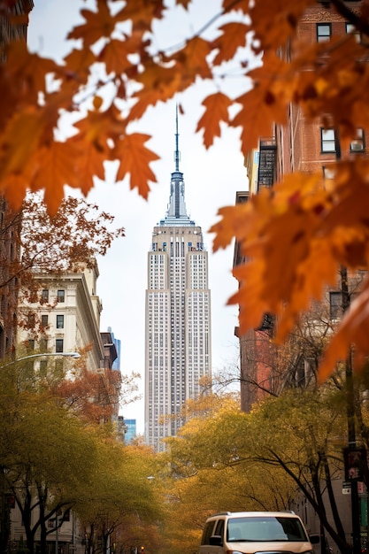 Vista de nueva york con el edificio empire state