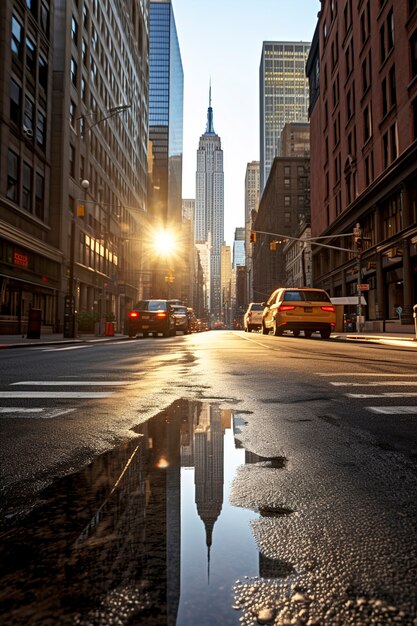 Vista de nueva york con el edificio empire state