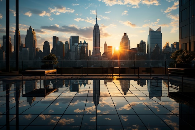 Vista de nueva york con el edificio empire state