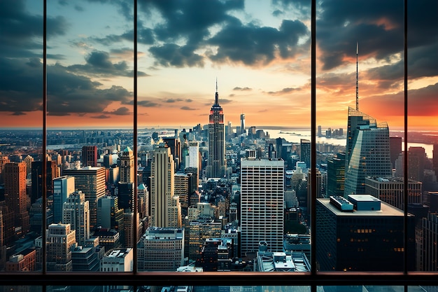 Vista de nueva york con el edificio empire state