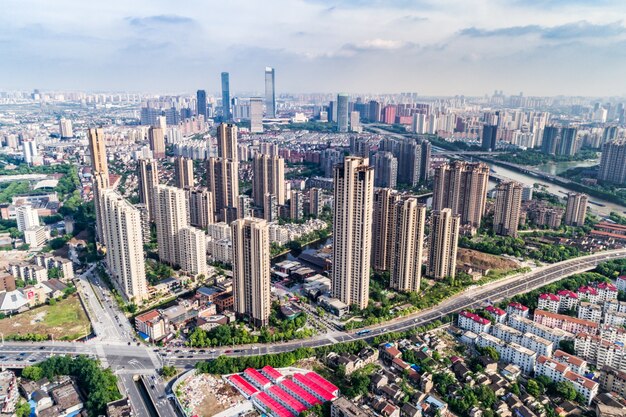 una vista de ojo de pájaro de shanghai