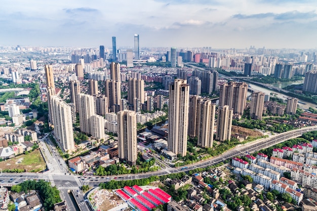 una vista de ojo de pájaro de shanghai