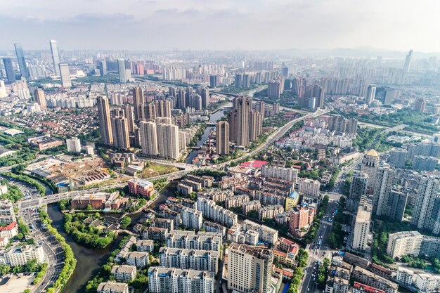 una vista de ojo de pájaro de shanghai