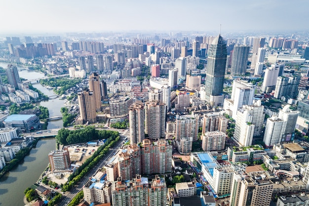 una vista de ojo de pájaro de shanghai