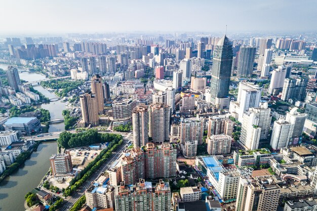 una vista de ojo de pájaro de shanghai