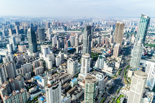 una vista de ojo de pájaro de shanghai