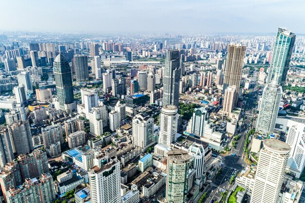 una vista de ojo de pájaro de shanghai