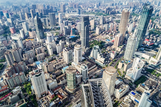 Foto gratuita una vista de ojo de pájaro de shanghai