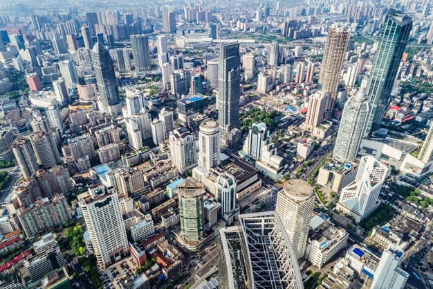 una vista de ojo de pájaro de shanghai