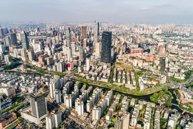 una vista de ojo de pájaro de shanghai