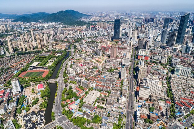 una vista de ojo de pájaro de shanghai