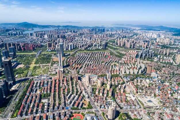 una vista de ojo de pájaro de shanghai