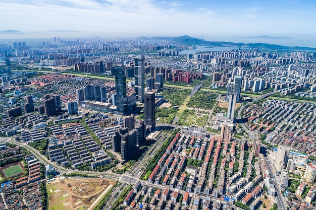 Foto gratuita una vista de ojo de pájaro de shanghai