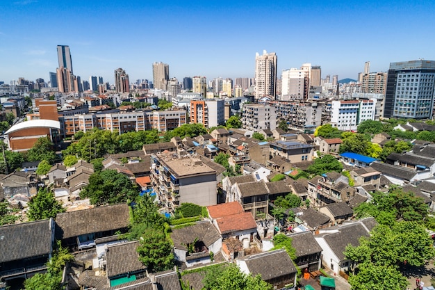 una vista de ojo de pájaro de shanghai